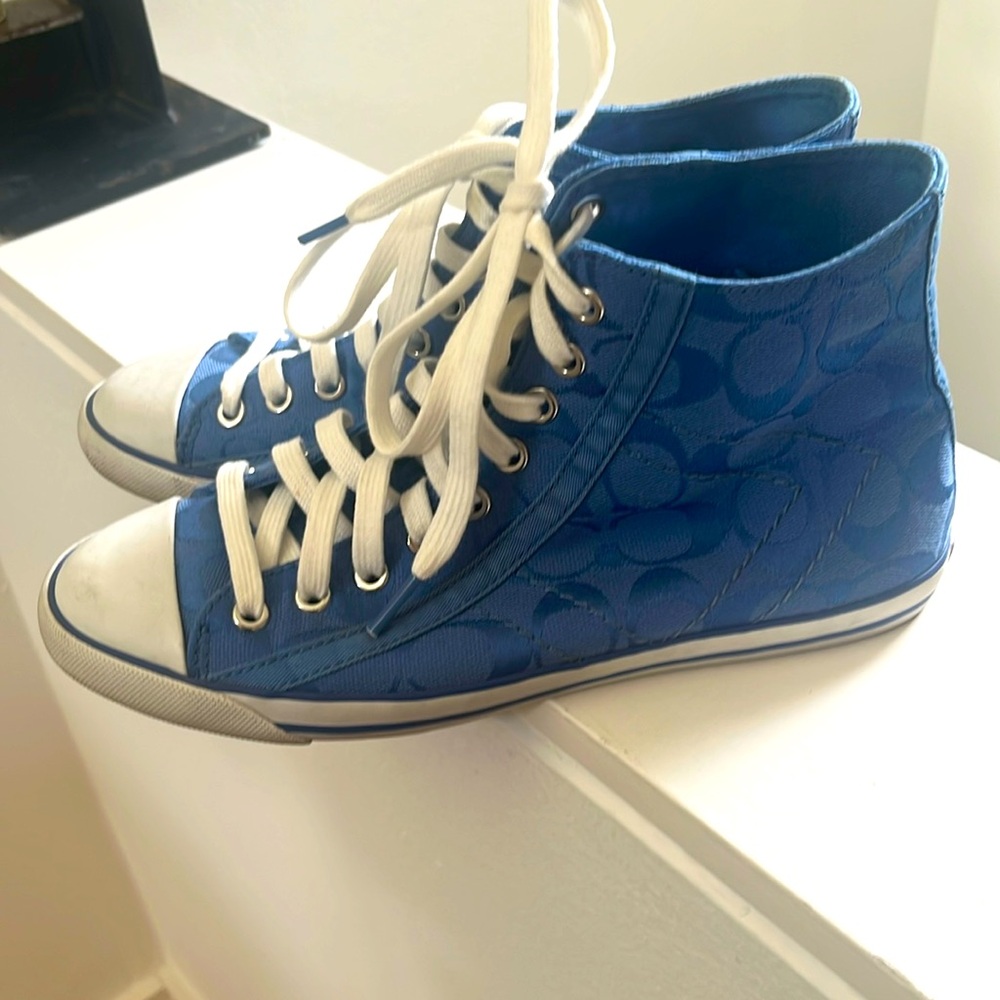 Coach Blue Ladies Hightop Sneakers Sz 38